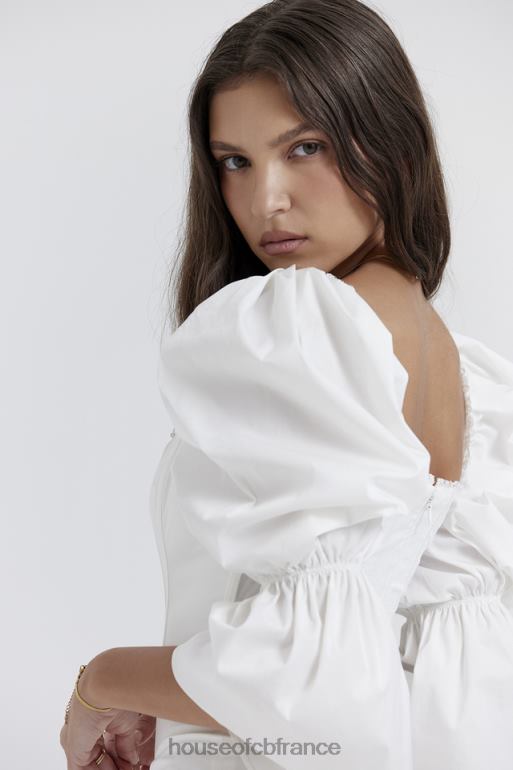 House of CB robe corset blanche à manches bouffantes Matilda N888H204 vêtements