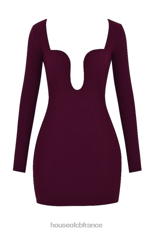 House of CB robe corset décolletée marcella merlot N888H325 vêtements