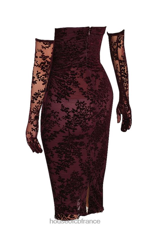 House of CB robe corset dévorée cerise noire isadora N888H351 vêtements