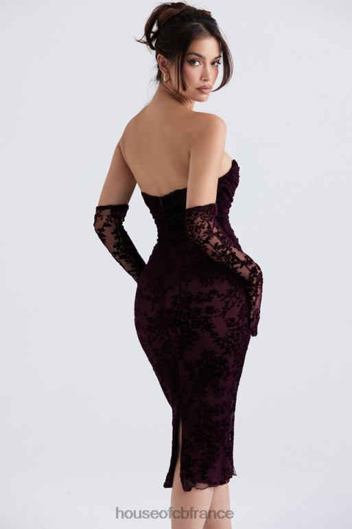 House of CB robe corset dévorée cerise noire isadora N888H351 vêtements