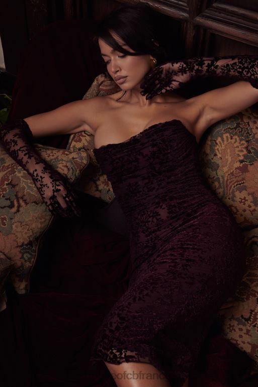 House of CB robe corset dévorée cerise noire isadora N888H351 vêtements