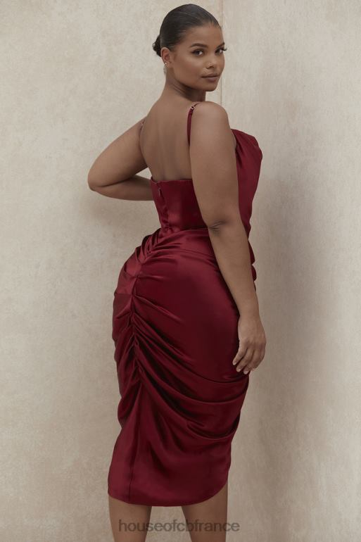 House of CB robe corset drapée en satin vin nera N888H600 vêtements