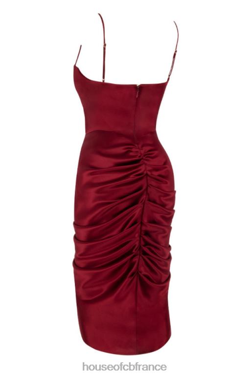 House of CB robe corset drapée en satin vin nera N888H600 vêtements