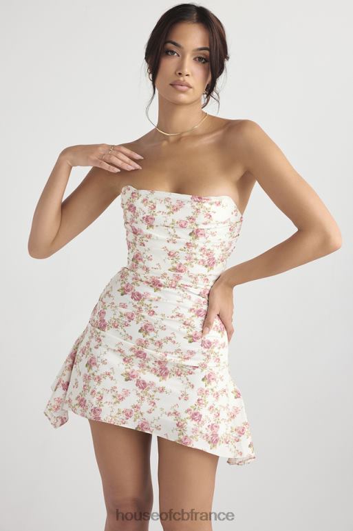 House of CB robe corset drapée à imprimé roses jasmin N888H439 vêtements