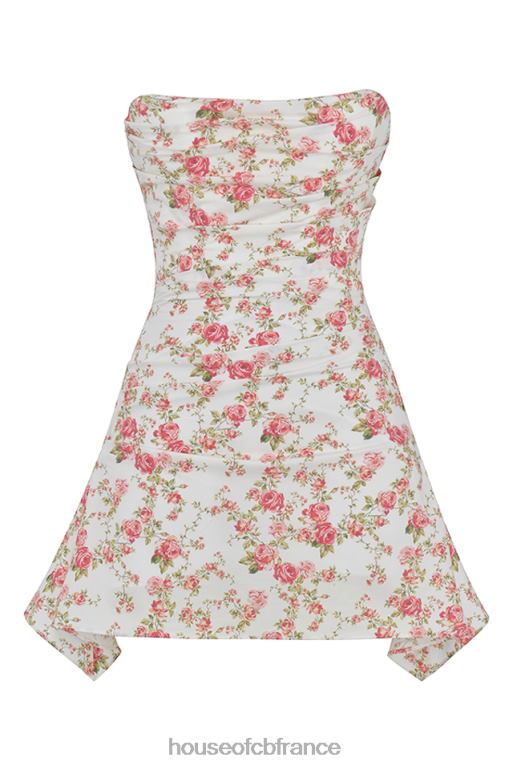 House of CB robe corset drapée à imprimé roses jasmin N888H439 vêtements