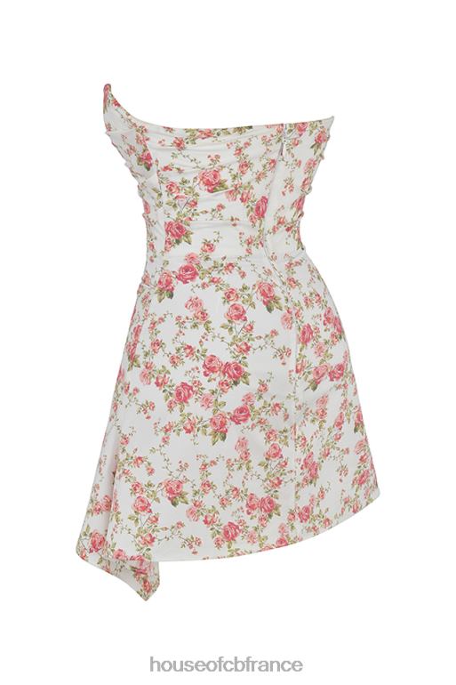 House of CB robe corset drapée à imprimé roses jasmin N888H439 vêtements