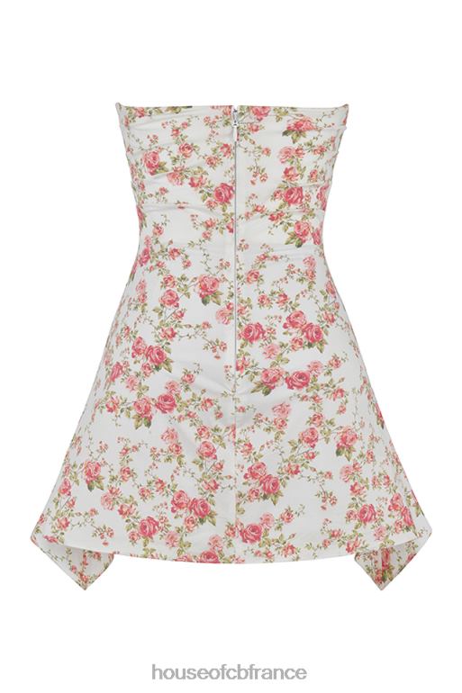 House of CB robe corset drapée à imprimé roses jasmin N888H439 vêtements