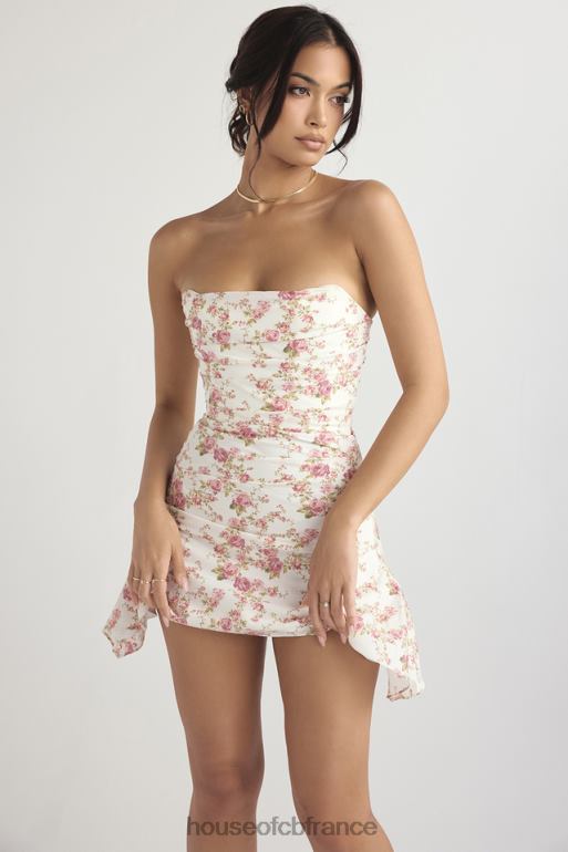 House of CB robe corset drapée à imprimé roses jasmin N888H439 vêtements