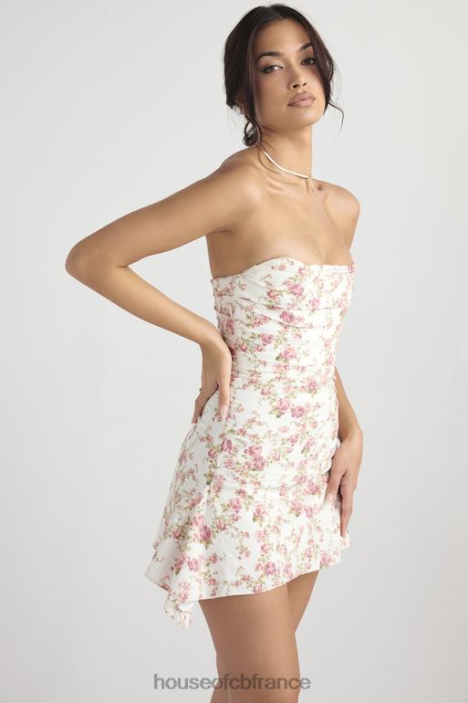 House of CB robe corset drapée à imprimé roses jasmin N888H439 vêtements