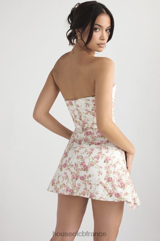 House of CB robe corset drapée à imprimé roses jasmin N888H439 vêtements