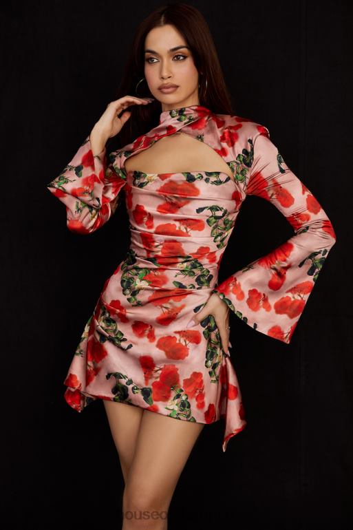 House of CB robe corset drapée à imprimé toira roses N888H503 vêtements