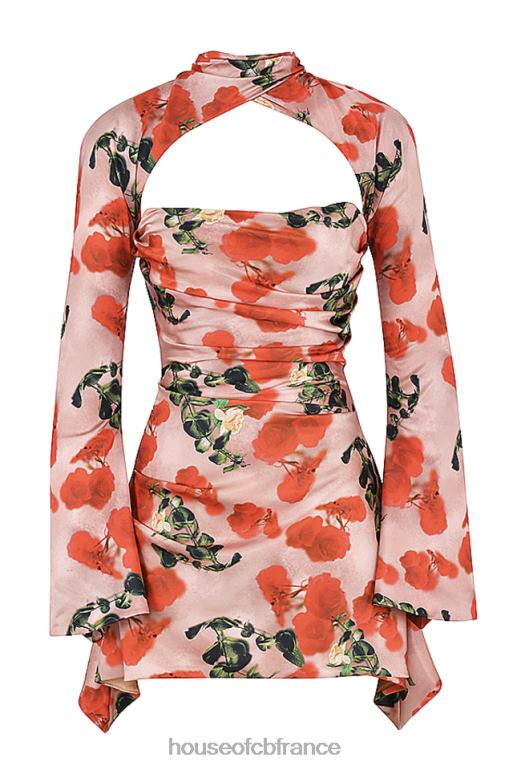 House of CB robe corset drapée à imprimé toira roses N888H503 vêtements