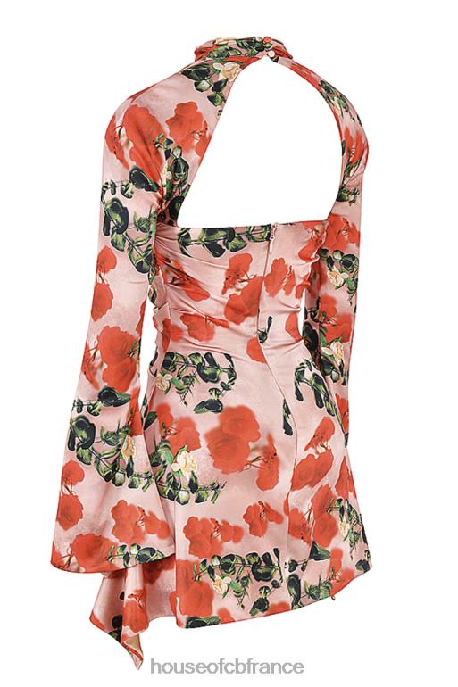 House of CB robe corset drapée à imprimé toira roses N888H503 vêtements
