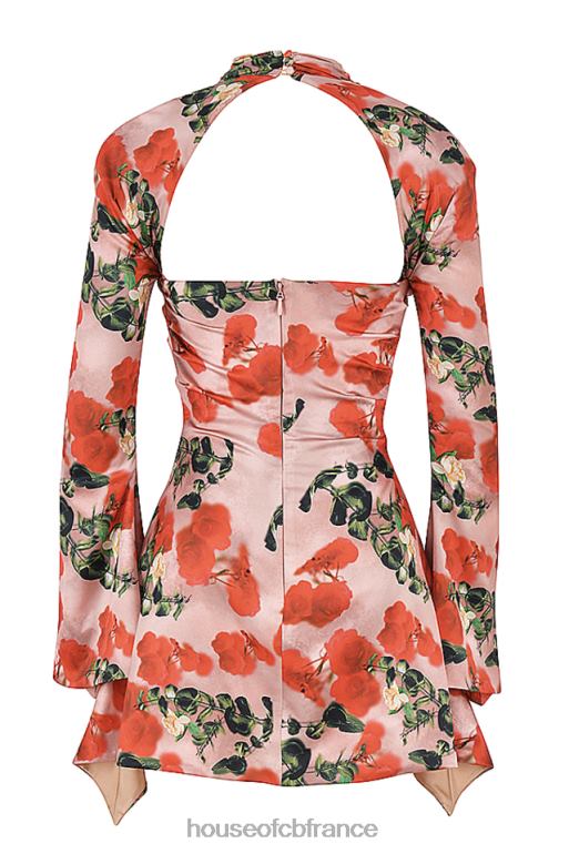 House of CB robe corset drapée à imprimé toira roses N888H503 vêtements