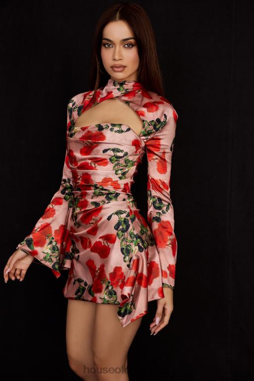 House of CB robe corset drapée à imprimé toira roses N888H503 vêtements