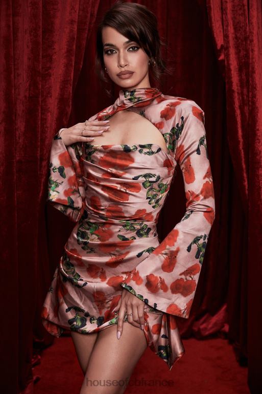 House of CB robe corset drapée à imprimé toira roses N888H503 vêtements