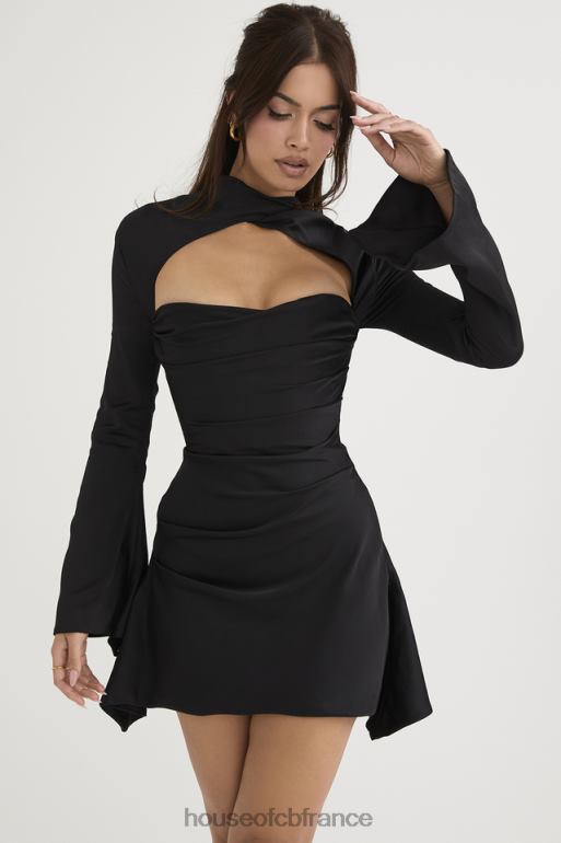 House of CB robe corset drapée noire Toira N888H473 vêtements