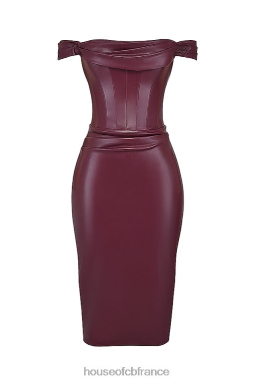 House of CB robe corset en cuir végétalien Raven Mulberry N888H129 vêtements