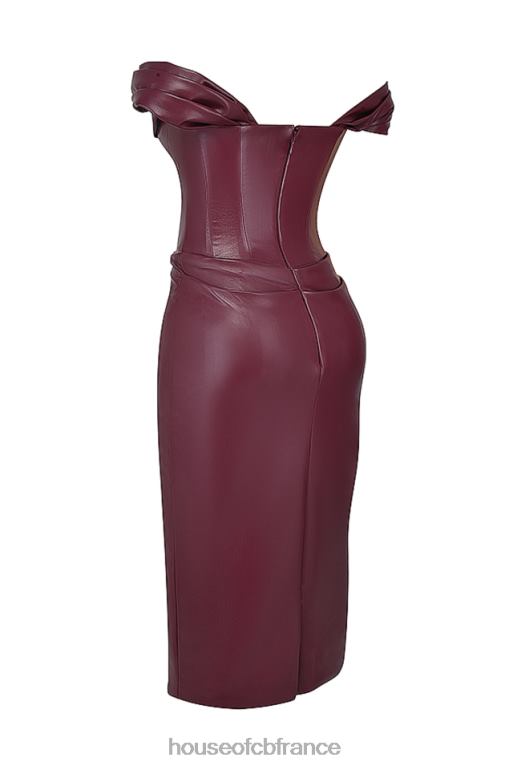 House of CB robe corset en cuir végétalien Raven Mulberry N888H129 vêtements