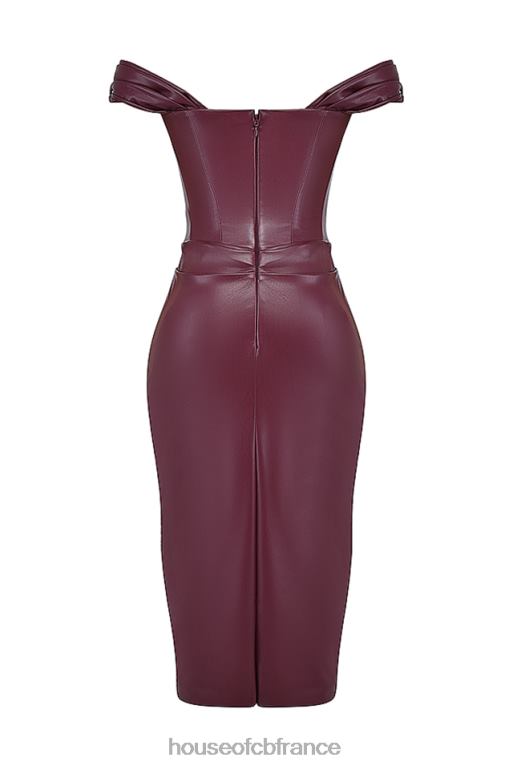 House of CB robe corset en cuir végétalien Raven Mulberry N888H129 vêtements