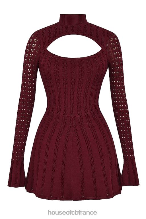 House of CB robe corset en maille vin evalina N888H300 vêtements