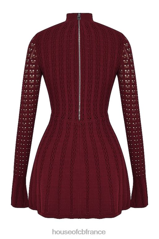 House of CB robe corset en maille vin evalina N888H300 vêtements