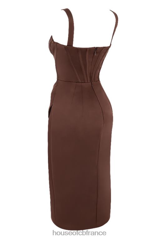 House of CB robe corset en satin chocolat Faye N888H582 vêtements