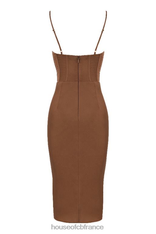 House of CB robe corset en satin chocolat myrna N888H568 vêtements