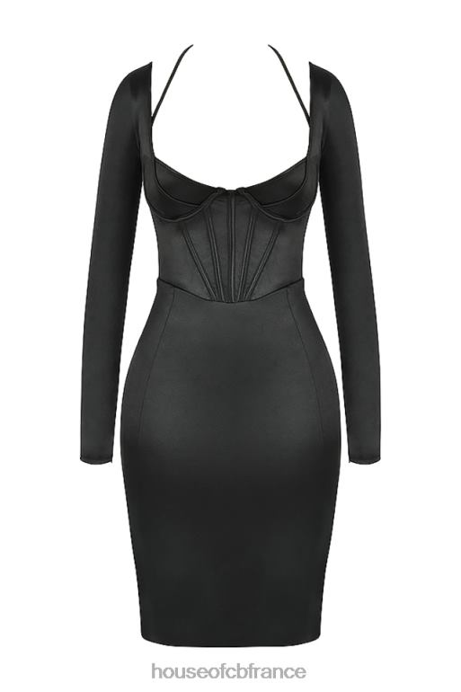 House of CB robe corset en satin disco noir grazia N888H531 vêtements