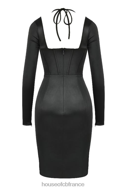 House of CB robe corset en satin disco noir grazia N888H531 vêtements