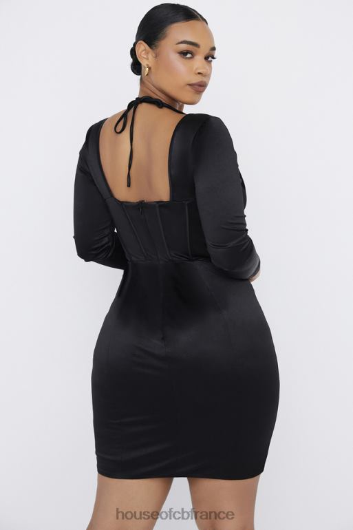 House of CB robe corset en satin disco noir grazia N888H531 vêtements