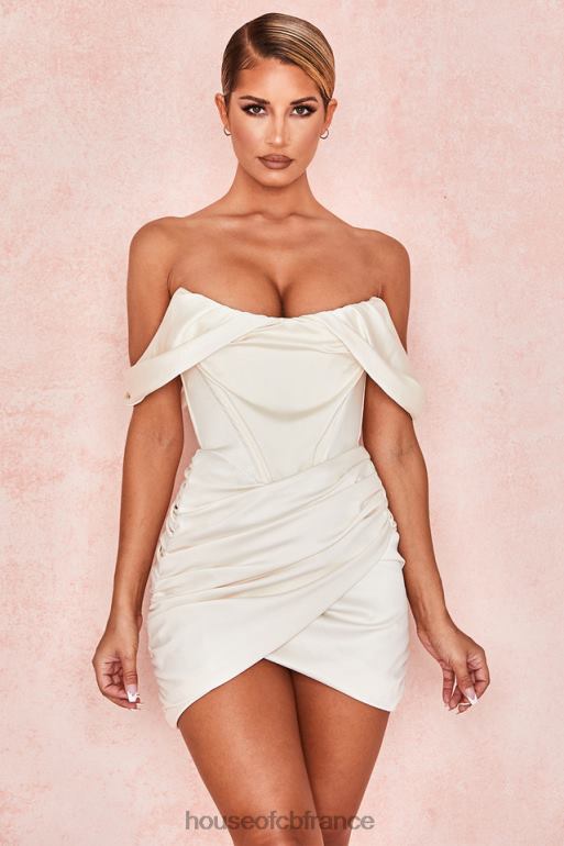 House of CB robe corset en satin ivoire coraline N888H627 vêtements