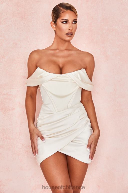 House of CB robe corset en satin ivoire coraline N888H627 vêtements