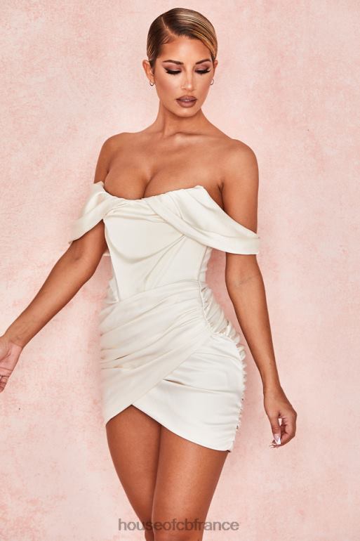 House of CB robe corset en satin ivoire coraline N888H627 vêtements
