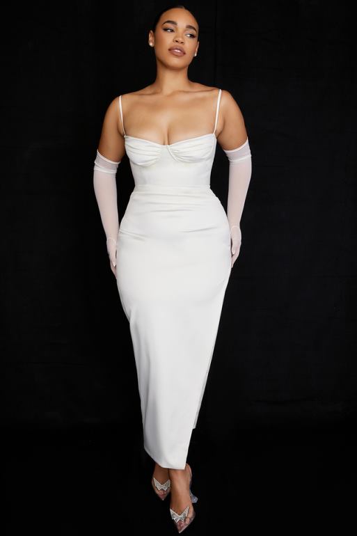 House of CB robe corset en satin ivoire flora N888H523 vêtements
