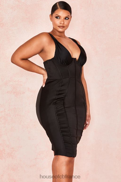House of CB robe corset en satin noir anastasia N888H623 vêtements