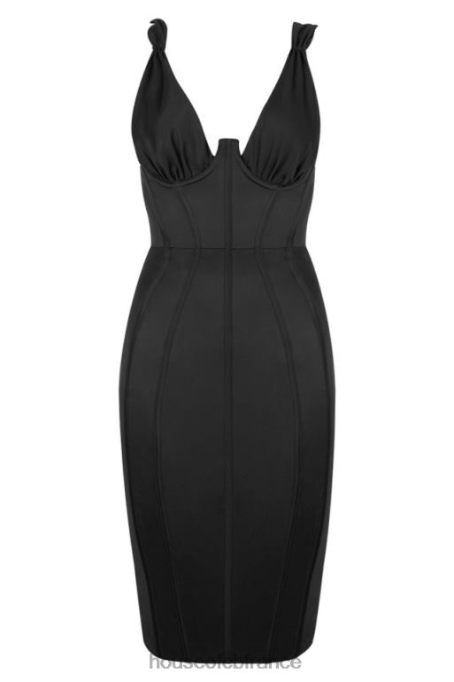 House of CB robe corset en satin noir anastasia N888H623 vêtements