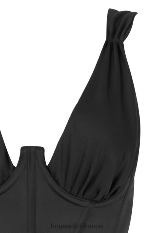 House of CB robe corset en satin noir anastasia N888H623 vêtements
