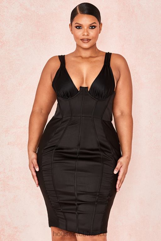 House of CB robe corset en satin noir anastasia N888H623 vêtements