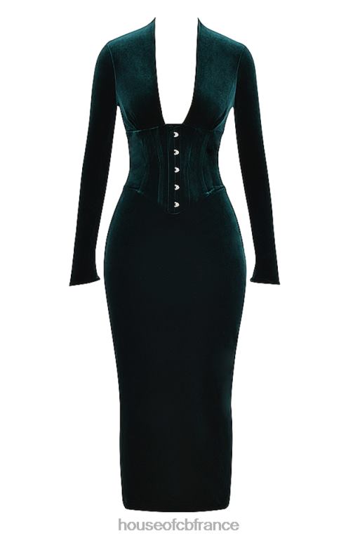 House of CB robe corset en velours forêt arabella N888H339 vêtements