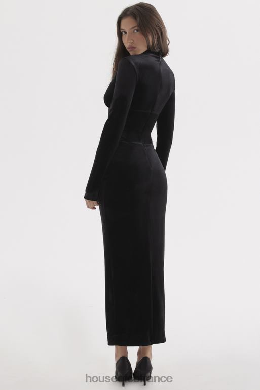 House of CB robe corset en velours noir arabella N888H306 vêtements