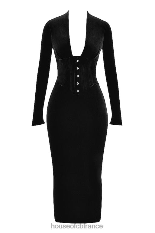 House of CB robe corset en velours noir arabella N888H306 vêtements