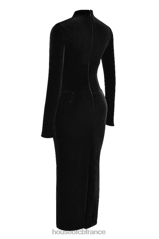 House of CB robe corset en velours noir arabella N888H306 vêtements