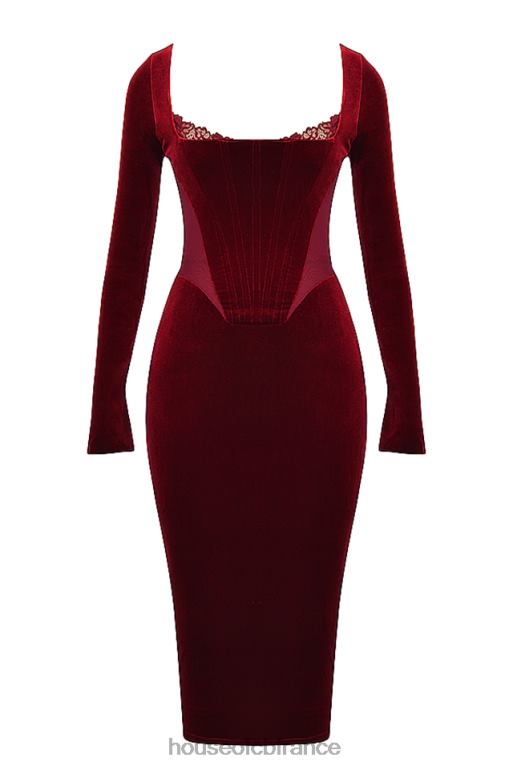 House of CB robe corset en velours vin solaine N888H338 vêtements