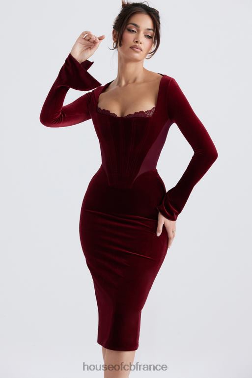 House of CB robe corset en velours vin solaine N888H338 vêtements