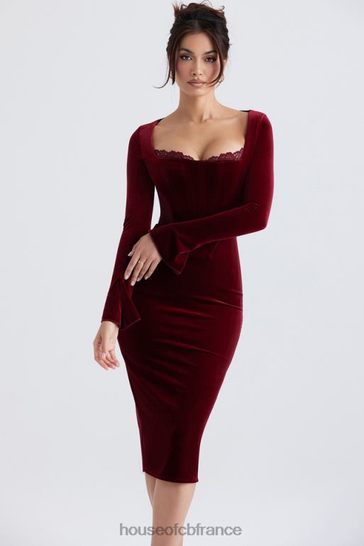 House of CB robe corset en velours vin solaine N888H338 vêtements