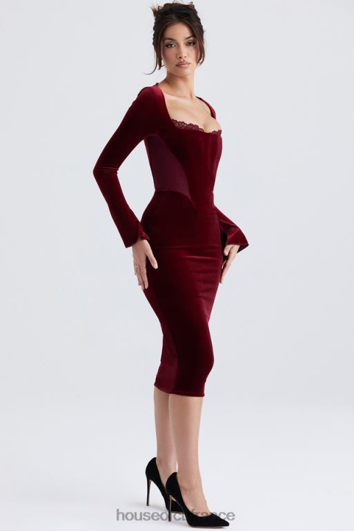 House of CB robe corset en velours vin solaine N888H338 vêtements
