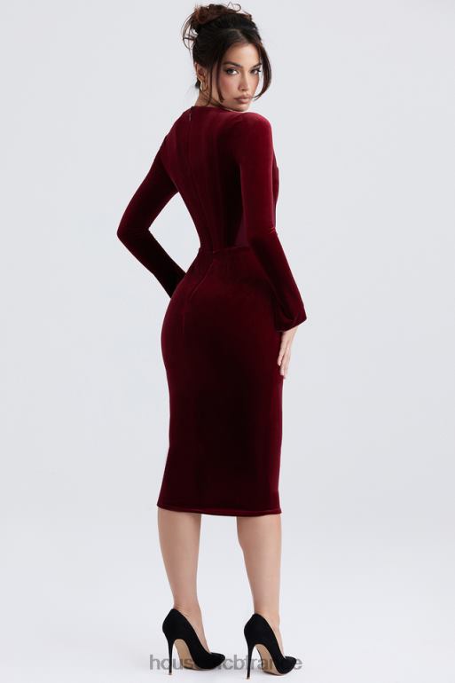 House of CB robe corset en velours vin solaine N888H338 vêtements