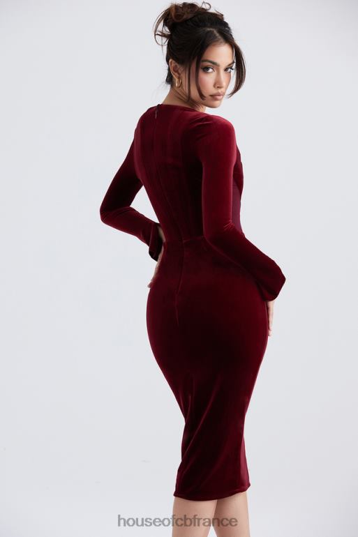 House of CB robe corset en velours vin solaine N888H338 vêtements