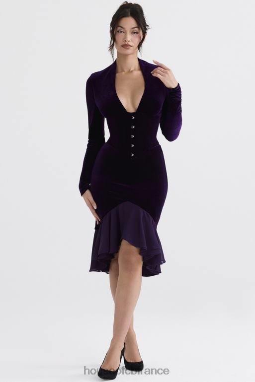 House of CB robe corset en velours violet foncé dahna N888H327 vêtements